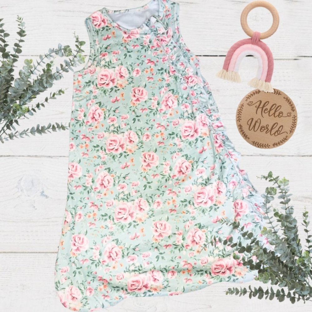 NEW! Infant Girls Vintage Floral Ruffle Lined Sleep Bags | Safe Sleep Blankets